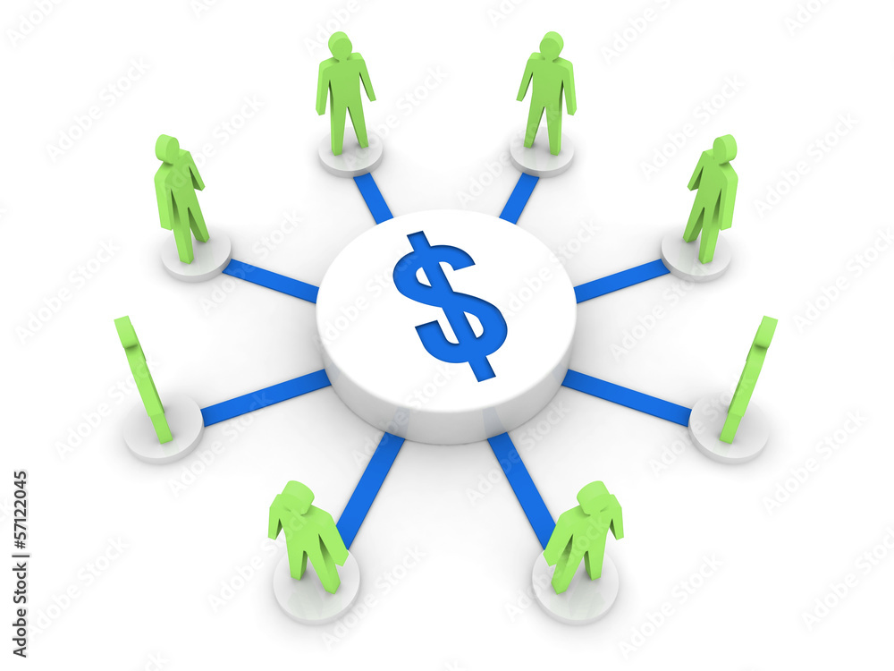 Money connect people. Finance source. Concept 3D illustration. Money connect people. Finance source. Concept 3D illustration.