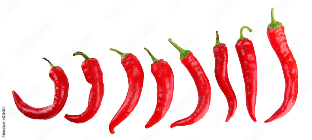 Red hot chili peppers isolated on white Red hot chili peppers isolated on white