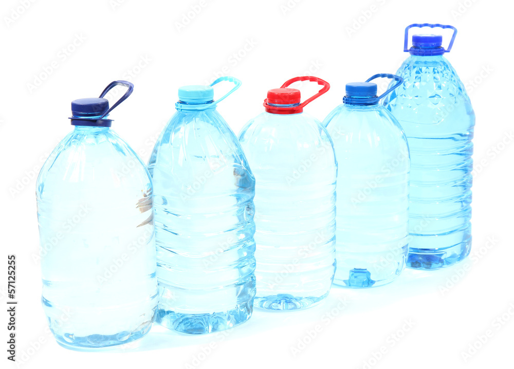 Water in big bottles isolated on white Water in big bottles isolated on white