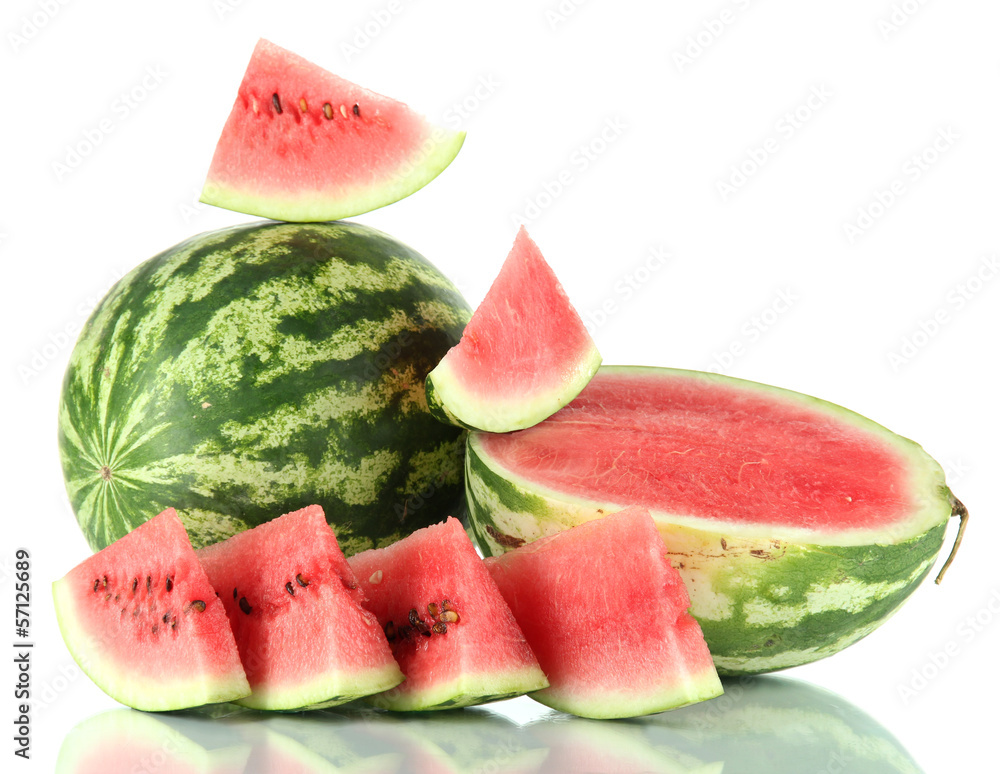 Ripe watermelons isolated on white Ripe watermelons isolated on white