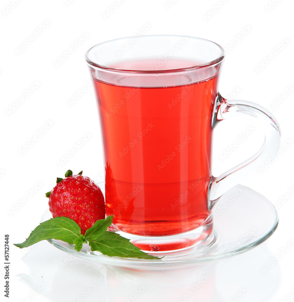 Delicious strawberry tea isolated on white Delicious strawberry tea isolated on white