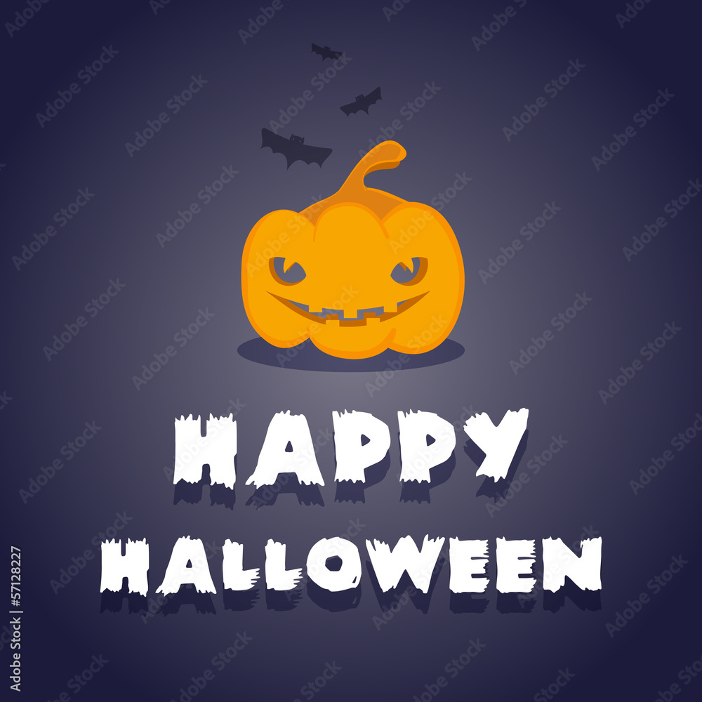 Happy Halloween: pumpkin and bats