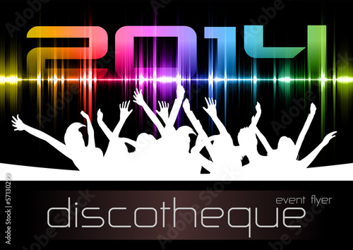 2014 party time - New Year's disco and event flyer template