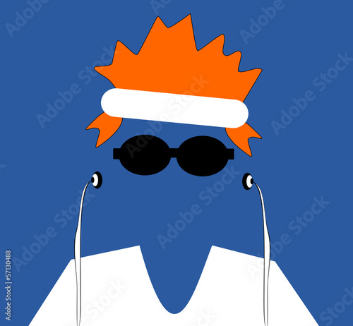 man with orange hair and earphones
