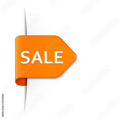 Sale orange arrow sticker with drop shadow