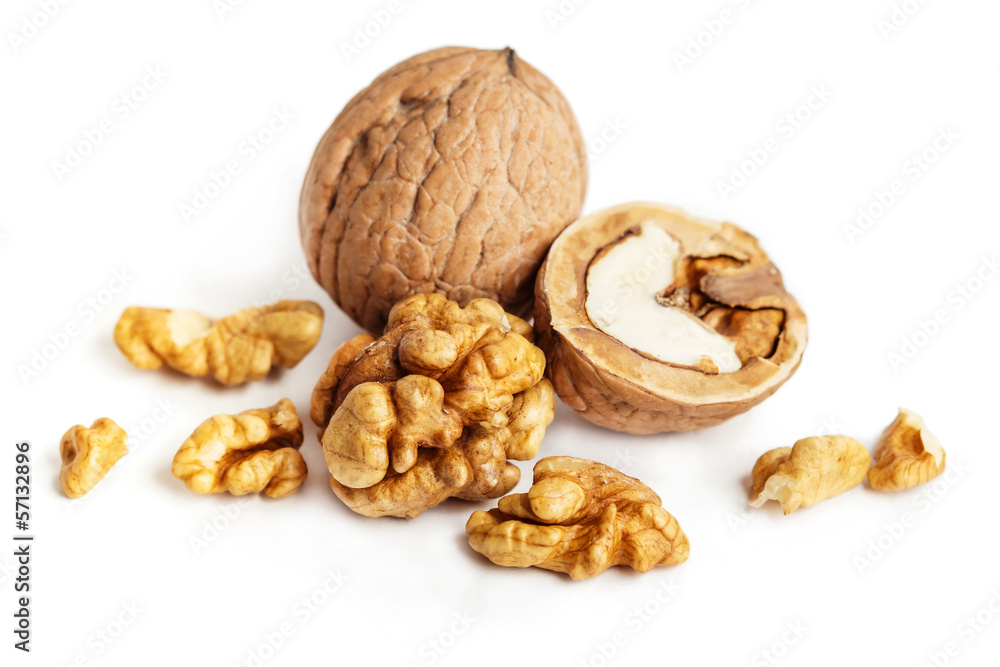 Walnuts, isolated on a white background Walnuts, isolated on a white background