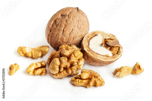 Walnuts, isolated on a white background