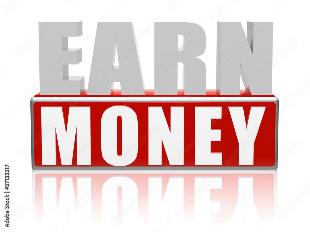 Obraz premium earn money in red white banner - letters and block