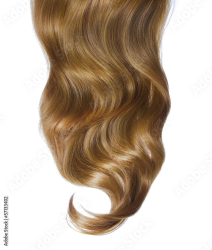 curly brown hair over white background