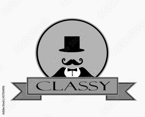 retro classy banner template with man wearing top hat