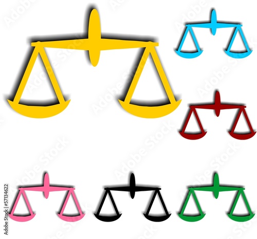 Colorful scales balance icons set