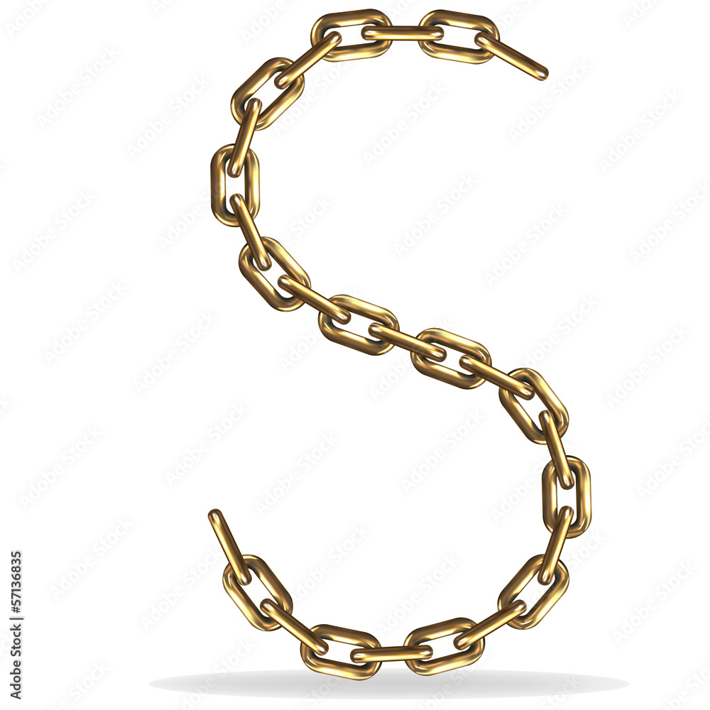 Golden Letter S, made with chains Golden Letter S, made with chains