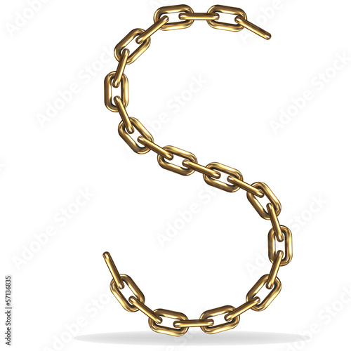 Golden Letter S, made with chains