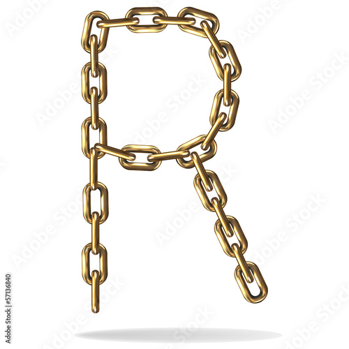 Golden Letter R, made with chains