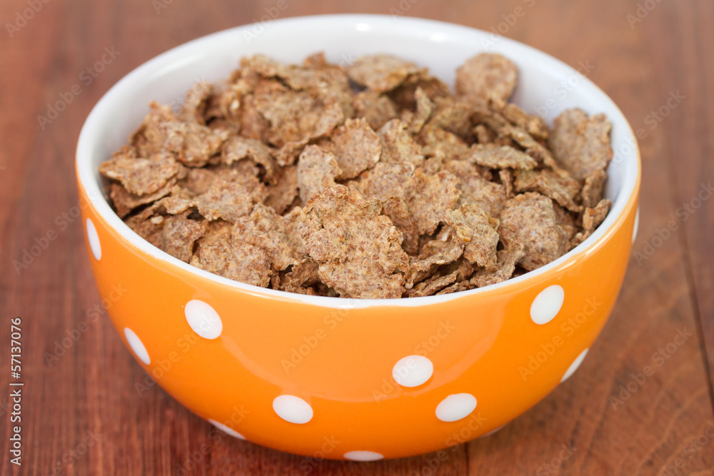 flakes in orange bowl