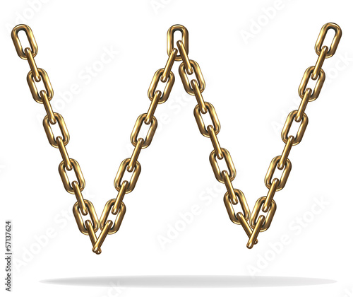 Golden Letter W, made with chains