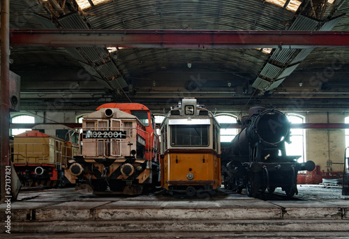 Old trains in abandoned depot