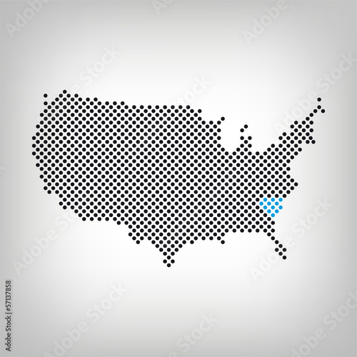 South Carolina in USA Karte punktiert