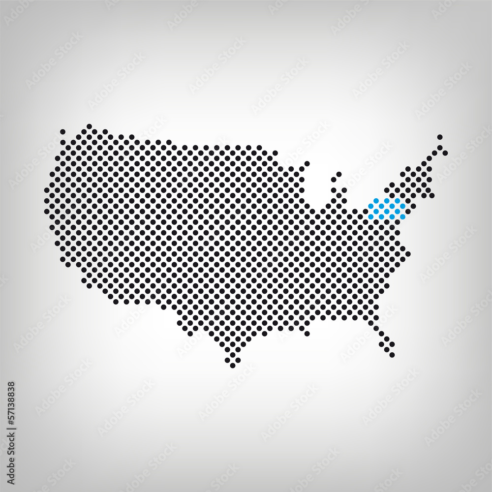 Pennsylvania in USA Karte punktiert