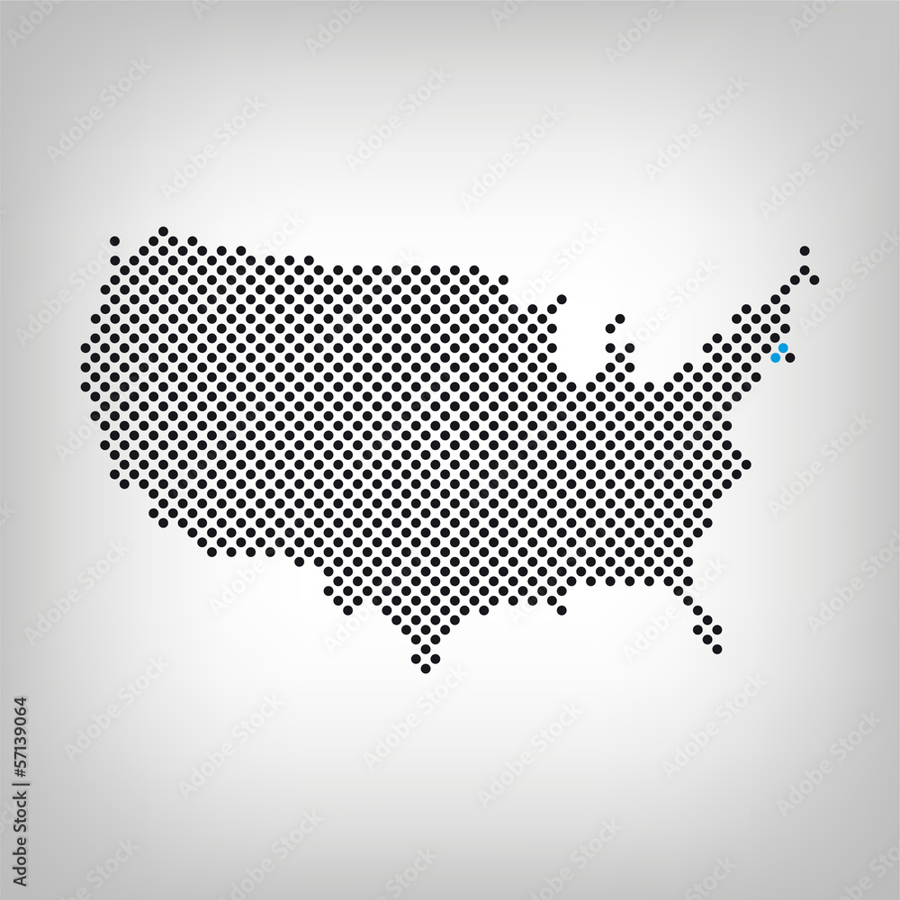 Connecticut in USA Karte punktiert