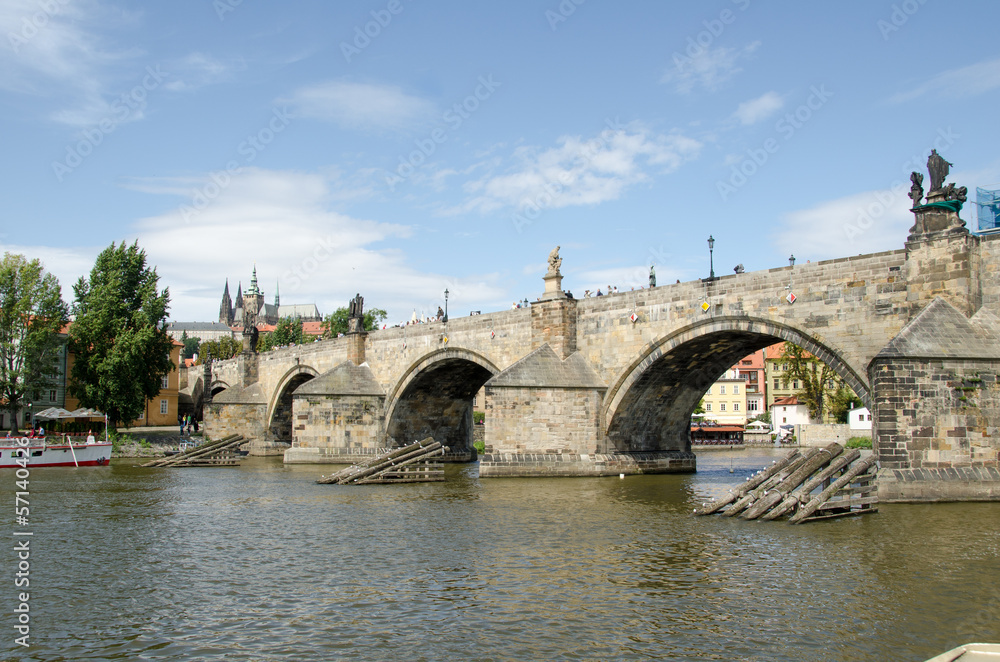 View of Charles Bridge in Prague (Karluv Most) the Czech Republi