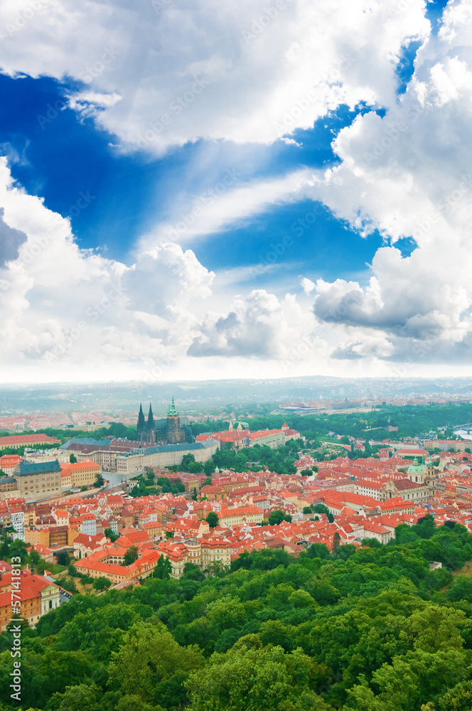 Colorful landscape of Prague (Praha), capital of the Czech Repub