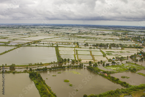 Flooding of agricultural areas. Prachinburi Thailand in Septembe
