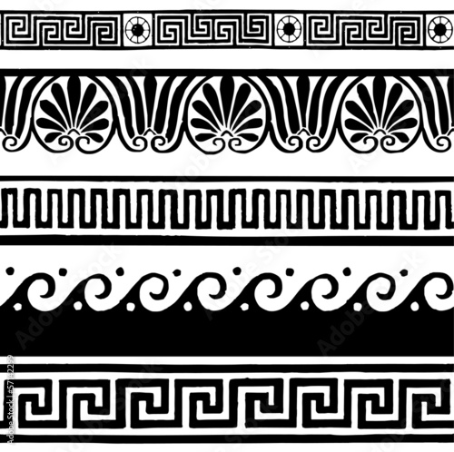 Greek style seamless borders - hand drawing