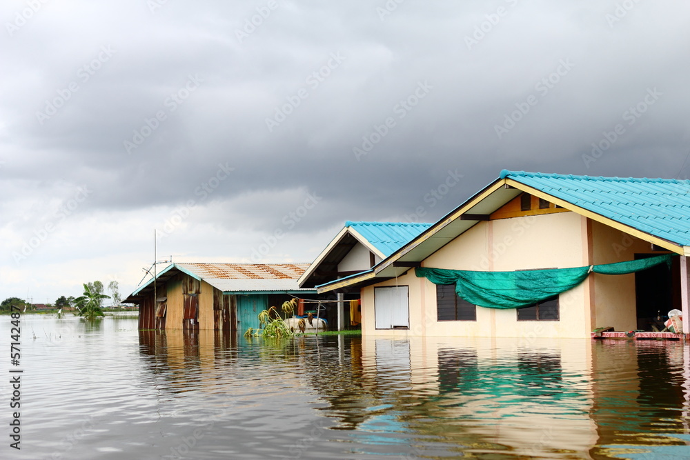 Home was flooded under rain clouds. Home was flooded under rain clouds.