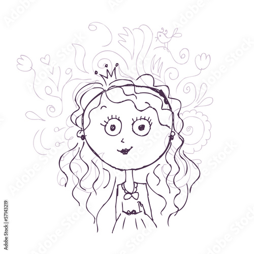 Funny little princess sketch for your design