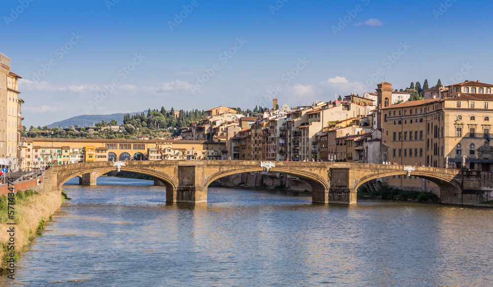 Arno river and bridges in Florence, Italy