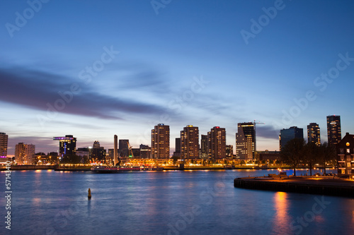 City of Rotterdam River View at Dusk
