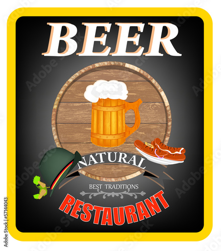 Best traditional fresh cold Beer. Restaurant menu. Vector