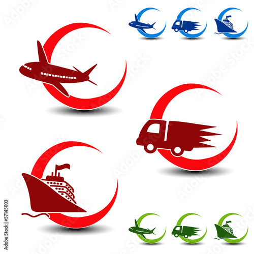 Vector shipping, delivery symbols - car, ship, plane