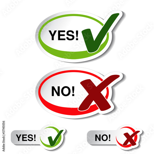 Vector oval yes no button - check mark symbol