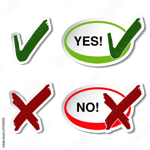 Vector yes no button - check mark symbol