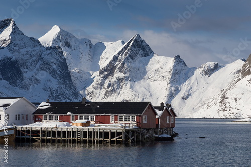 cottages on the sea during winter time