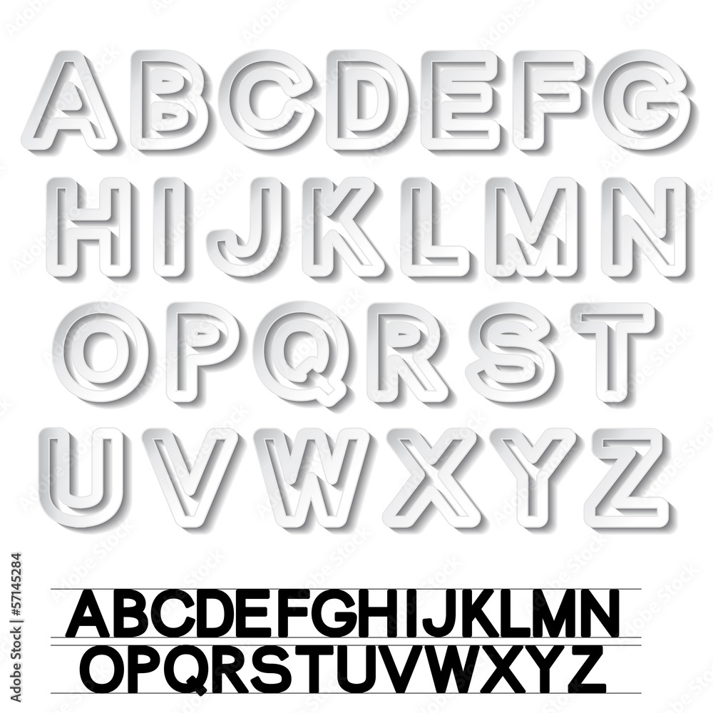 Vector paper font alphabet - white stickers Vector paper font alphabet - white stickers