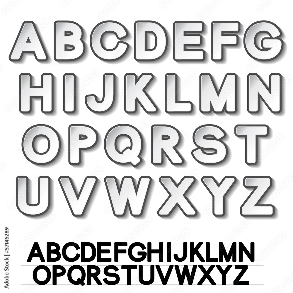 Vector paper font alphabet - white stickers