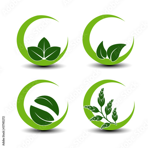 Vector natural symbols with leaf - circular nature icon