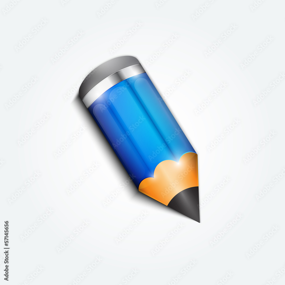Blue vector pencil on light background Blue vector pencil on light background