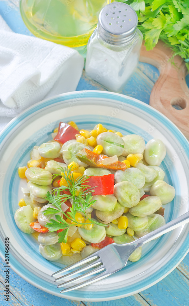 fried beans with corn and pepper fried beans with corn and pepper