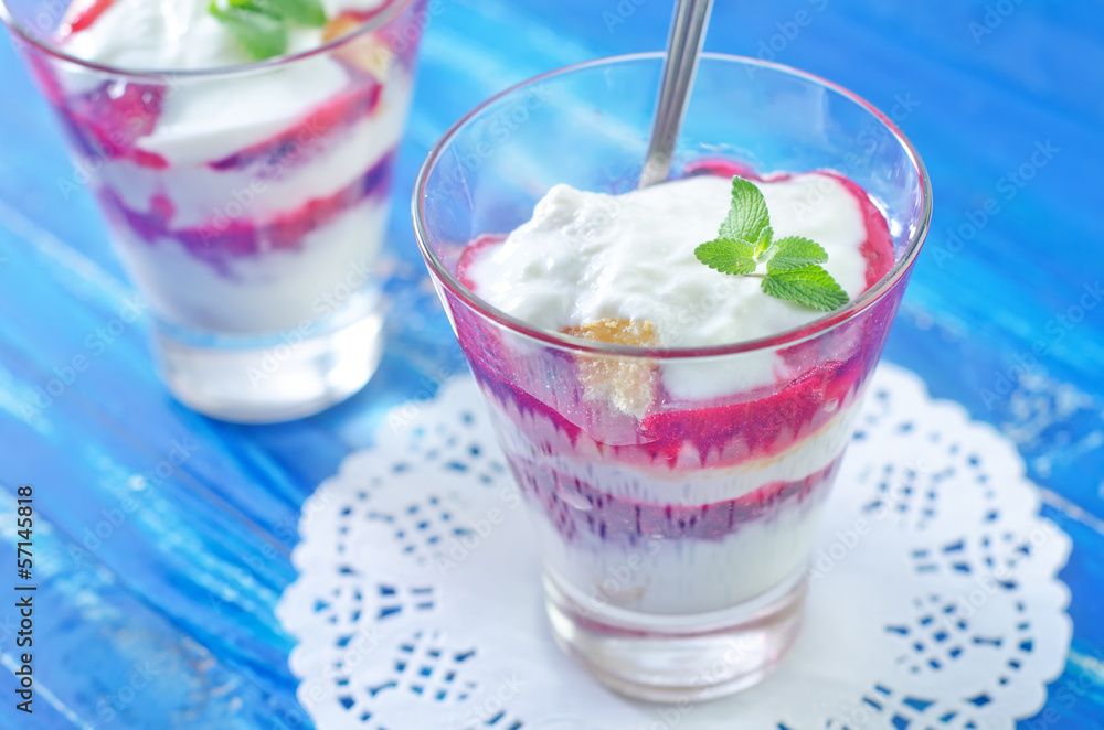 desert with raspberry jam desert with raspberry jam