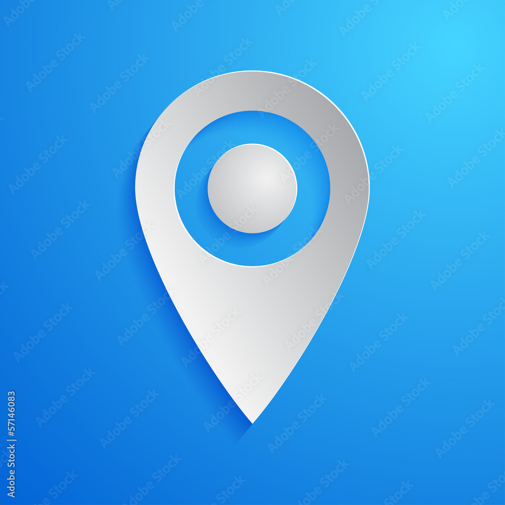 White marker icon on blue background. Vector illustration White marker icon on blue background. Vector illustration