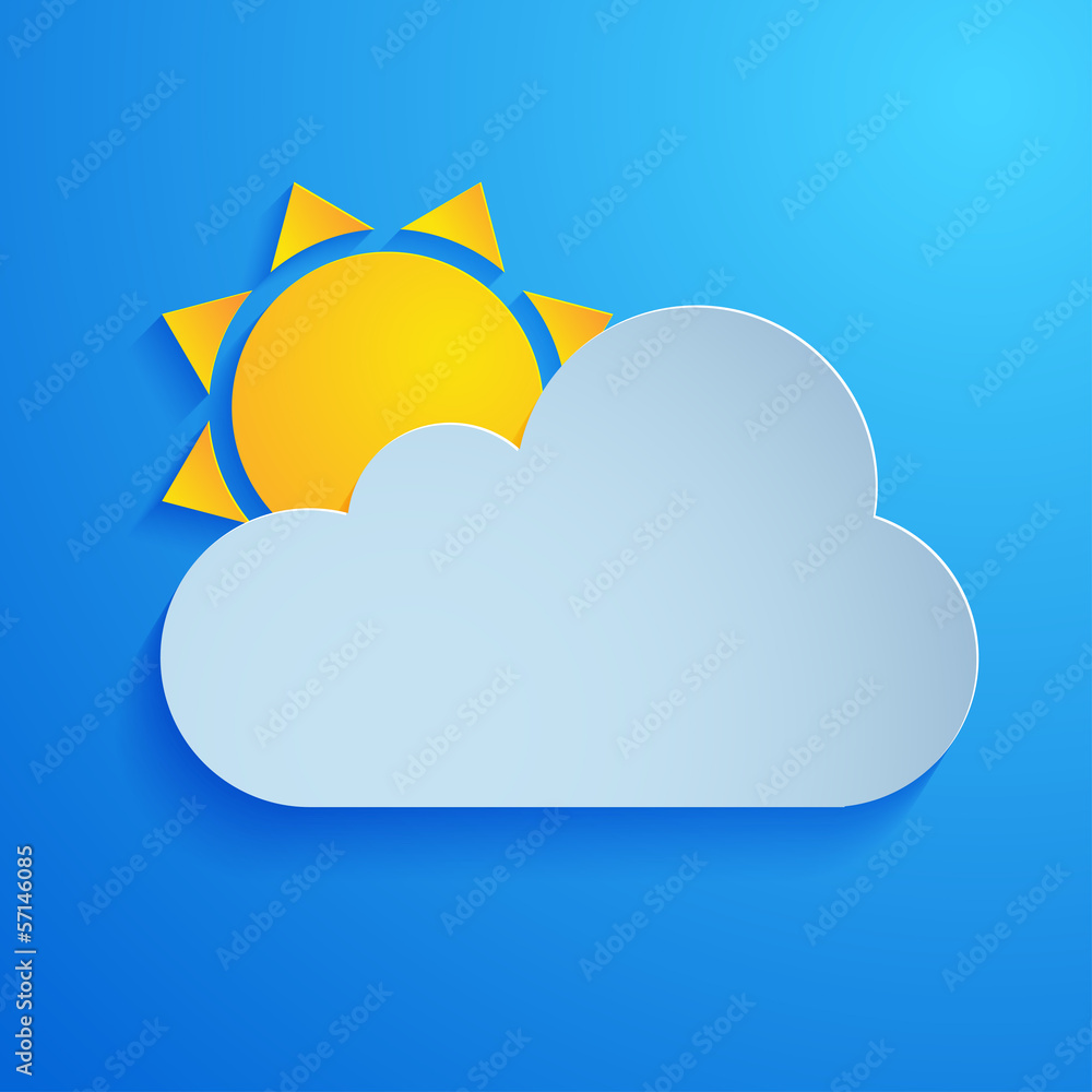 Weather paper icon on blue background Weather paper icon on blue background