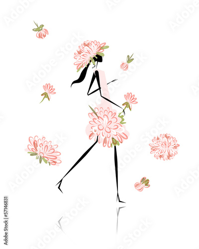 Floral girl for your design
