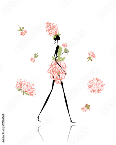 Floral girl for your design