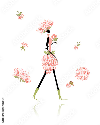 Floral girl for your design