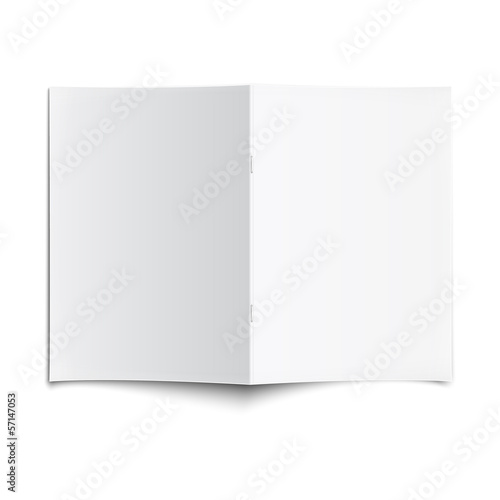Blank opened magazine template with soft shadows.