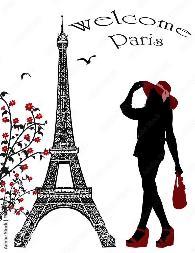 Woman silhouette on Paris